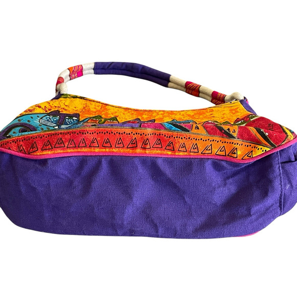 NEW LAUREL BURCH Fantasticats Colorful Medium Shoulder Zip Canvas Tote Bag Purse - Picture 4 of 11